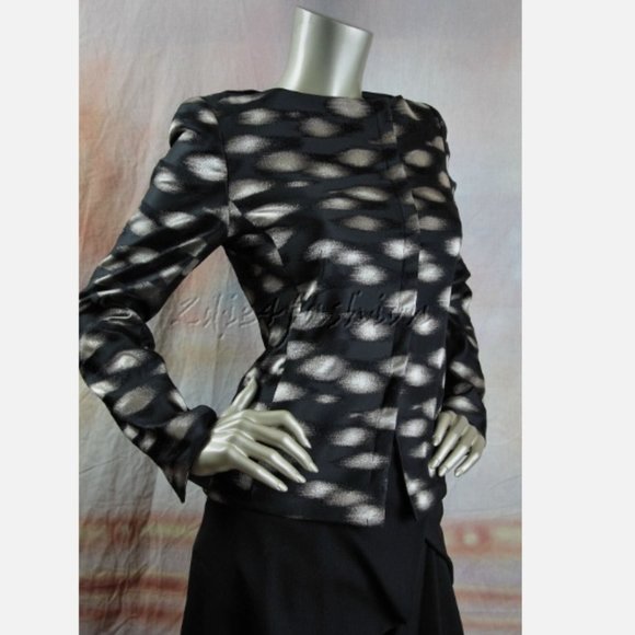 $3990 New AKRIS Black Gray Silver Embroidered Art Weave Luxurious Jacket 38 8